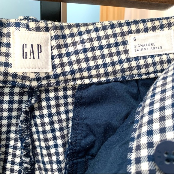 GAP Navy Gingham Signature Skinny Ankle Pants - Picture 5 of 7